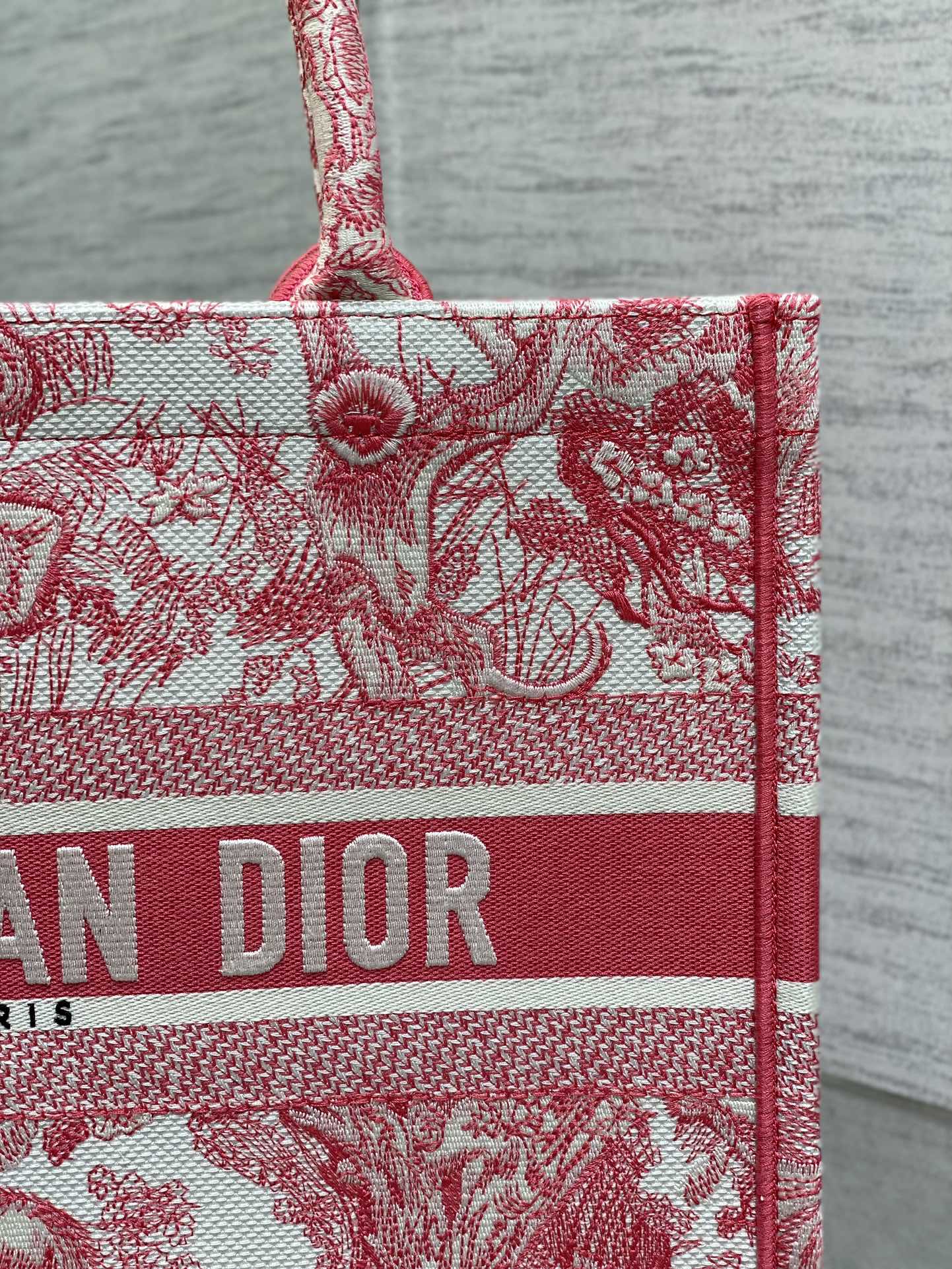 Medium Dior Book Tote Bag Candy Pink Toile de Jouy Embroidery